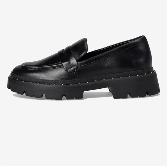 WOMEN'S SCHUTZ CHRISTIE STUDS LEATHER LOAFER BLACK 7.5 - Picture 3 of 6